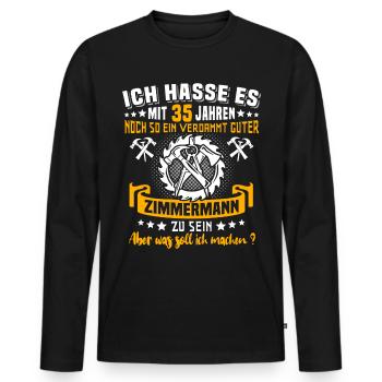 Zimmermann 35. Geburtstag 35 Jahre Alt Zimmerer - Männer Premium Bio Langarmshirt - Schwarz - Vorne - Nico (187cm)