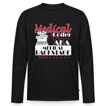 Assistant médical - Codeur médical - T-shirt manches longues Premium bio Homme - noir - Devant - Nico (187cm)