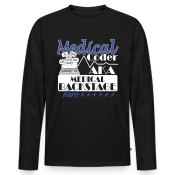 Assistant médical - Codeur médical - T-shirt manches longues Premium bio Homme - noir - Devant - Nico (187cm)