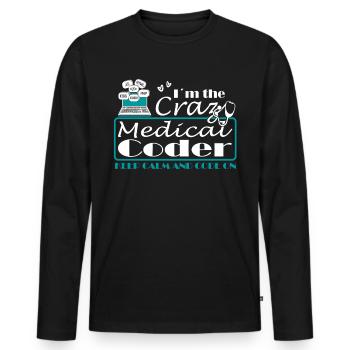 Assistant médical - Codeur médical - T-shirt manches longues Premium bio Homme - noir - Devant - Nico (187cm)
