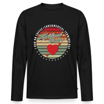 Assistant médical - Codeur médical - T-shirt manches longues Premium bio Homme - noir - Devant - Nico (187cm)