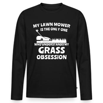 Rasen Mähen - Männer Premium Bio Langarmshirt - Schwarz - Vorne - Nico (187cm)