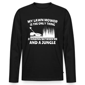 Rasen Mähen - Männer Premium Bio Langarmshirt - Schwarz - Vorne - Nico (187cm)