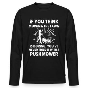 Rasen Mähen - Männer Premium Bio Langarmshirt - Schwarz - Vorne - Nico (187cm)