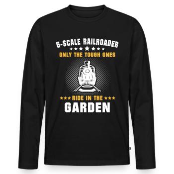 Modélisme ferroviaire à écartement G - T-shirt manches longues Premium bio Homme - noir - Devant - Nico (187cm)