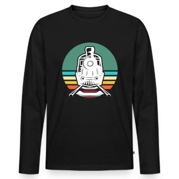Modélisme ferroviaire à écartement G - T-shirt manches longues Premium bio Homme - noir - Devant - Nico (187cm)