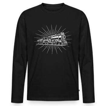 Modélisme ferroviaire à écartement G - T-shirt manches longues Premium bio Homme - noir - Devant - Nico (187cm)