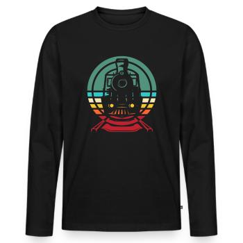 Modélisme ferroviaire à écartement G - T-shirt manches longues Premium bio Homme - noir - Devant - Nico (187cm)