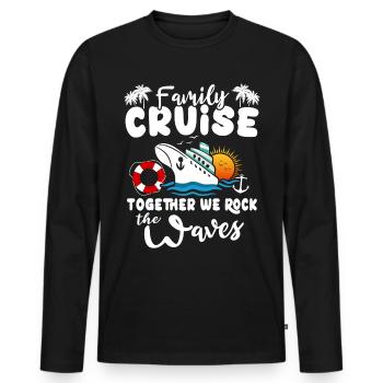 Croisière familiale en bateau de croisière - T-shirt manches longues Premium bio Homme - noir - Devant - Nico (187cm)