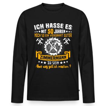 Zimmermann 50. Geburtstag 50 Jahre Alt Zimmerer - Männer Premium Bio Langarmshirt - Schwarz - Vorne - Nico (187cm)