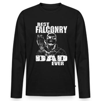 Fauconnier pèlerin Faucon Falcon Vintage Fauconnerie - T-shirt manches longues Premium bio Homme - noir - Devant - Nico (187cm)