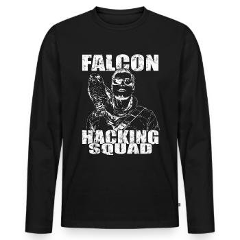 Fauconnier pèlerin Faucon Falcon Vintage Fauconnerie - T-shirt manches longues Premium bio Homme - noir - Devant - Nico (187cm)