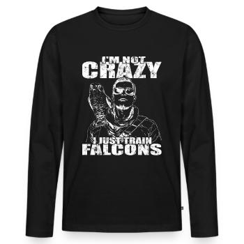 Fauconnier pèlerin Faucon Falcon Vintage Fauconnerie - T-shirt manches longues Premium bio Homme - noir - Devant - Nico (187cm)