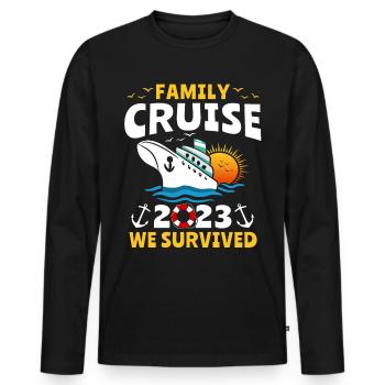 Croisière 2023 Croisière en famille - T-shirt manches longues Premium bio Homme - noir - Devant - Nico (187cm)