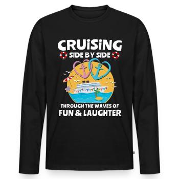 Cruise Couple Sea Voyage Cruise Ship - Men's Premium Organic Long Sleeve Shirt - black - Front - Nico (187cm)