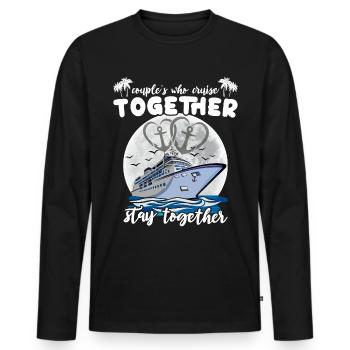 Cruise Couple Sea Voyage Cruise Ship - Men's Premium Organic Long Sleeve Shirt - black - Front - Nico (187cm)