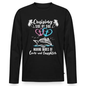 Cruise Couple Sea Voyage Cruise Ship - Men's Premium Organic Long Sleeve Shirt - black - Front - Nico (187cm)