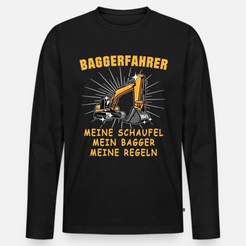Bagger Baggerfahrer Baggern - Männer Premium Bio Langarmshirt - Schwarz