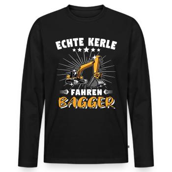Bagger Baggerfahrer Baggern - Männer Premium Bio Langarmshirt - Schwarz - Vorne - Nico (187cm)