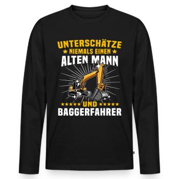 Bagger Baggerfahrer Baggern - Männer Premium Bio Langarmshirt - Schwarz - Vorne - Nico (187cm)