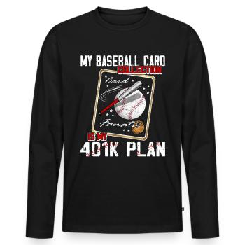 "Meine Baseballkartensammlung Ist Mein 401k - Männer Premium Bio Langarmshirt - Schwarz - Vorne - Nico (187cm)