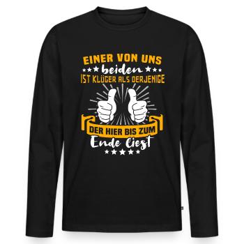 Sprüche Klüger Als Du - Männer Premium Bio Langarmshirt - Schwarz - Vorne - Nico (187cm)