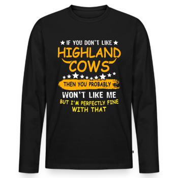 Bovins des Highlands Vache des Highlands - T-shirt manches longues Premium bio Homme - noir - Devant - Nico (187cm)