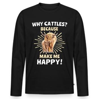 Highland cattle Happy Highland Cow - Men's Premium Organic Long Sleeve Shirt - black - Front - Nico (187cm)