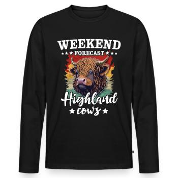 Highland Cattle Weekend Highland Cow - T-shirt manches longues Premium bio Homme - noir - Devant - Nico (187cm)