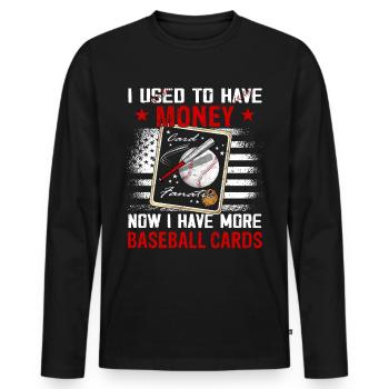 "I used to have money" Sports card collector - Men's Premium Organic Long Sleeve Shirt - black - Front - Nico (187cm)