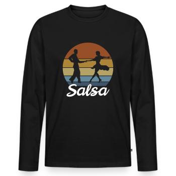 Musique de danse salsa pratiquant le latin - T-shirt manches longues Premium bio Homme - noir - Devant - Nico (187cm)