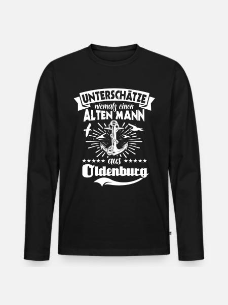 Oldenburg Sprüche Oldenburger Spruch - Männer Premium Bio Langarmshirt - Schwarz