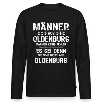Oldenburg Sprüche Oldenburger Spruch - Männer Premium Bio Langarmshirt - Schwarz - Vorne - Nico (187cm)