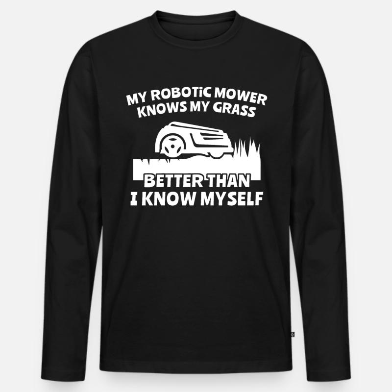 Mähroboter - Männer Premium Bio Langarmshirt - Schwarz