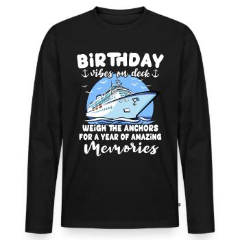 Cruise Birthday Sea Voyage - Men's Premium Organic Long Sleeve Shirt - black - Front - Nico (187cm)
