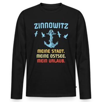 Zinnowitz Sprüche Zinnowitzer Spruch - Männer Premium Bio Langarmshirt - Schwarz - Vorne - Nico (187cm)