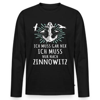 Zinnowitz Sprüche Zinnowitzer Spruch - Männer Premium Bio Langarmshirt - Schwarz - Vorne - Nico (187cm)