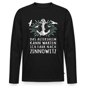 Zinnowitzer Spruch Zinnowitz - Männer Premium Bio Langarmshirt - Schwarz - Vorne - Nico (187cm)