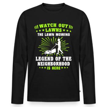 Lawn mower legend lawn mowing - Men's Premium Organic Long Sleeve Shirt - black - Front - Nico (187cm)