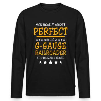 Railway Garden Perfect G Gauge - Men's Premium Organic Long Sleeve Shirt - black - Front - Nico (187cm)