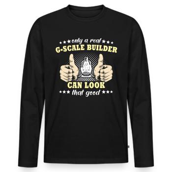 Railway Garden Steam locomotive G gauge - Men's Premium Organic Long Sleeve Shirt - black - Front - Nico (187cm)