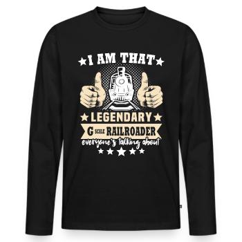 Railway Garden Legend G Gauge - Men's Premium Organic Long Sleeve Shirt - black - Front - Nico (187cm)