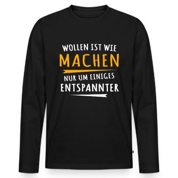 Wollen Machen Chillen - Männer Premium Bio Langarmshirt - Schwarz - Vorne - Nico (187cm)