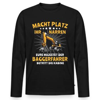 Bagger Baggerfahrer - Männer Premium Bio Langarmshirt - Schwarz - Vorne - Nico (187cm)