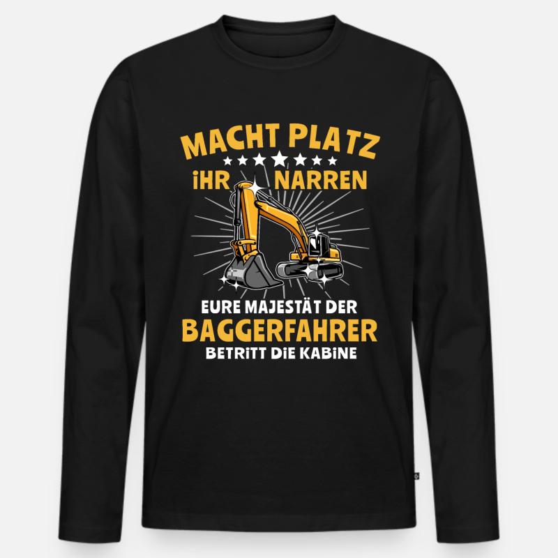 Bagger Baggerfahrer - Männer Premium Bio Langarmshirt - Schwarz