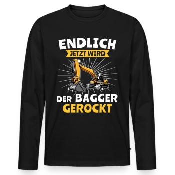 Bagger Baggerfahrer - Männer Premium Bio Langarmshirt - Schwarz - Vorne - Nico (187cm)