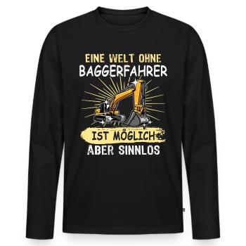 Bagger Baggerfahrer - Männer Premium Bio Langarmshirt - Schwarz - Vorne - Nico (187cm)