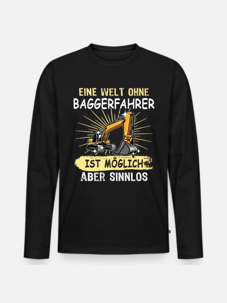 Bagger Baggerfahrer - Männer Premium Bio Langarmshirt - Schwarz
