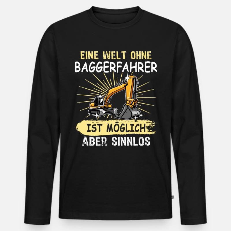 Bagger Baggerfahrer - Männer Premium Bio Langarmshirt - Schwarz