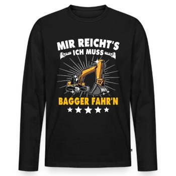 Bagger Baggerfahrer - Männer Premium Bio Langarmshirt - Schwarz - Vorne - Nico (187cm)